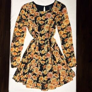 Forever 21 Yellow Rose Print Dress-S